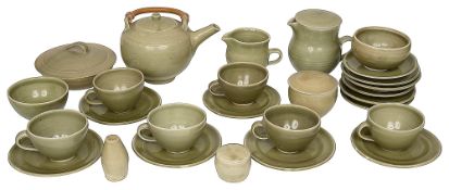 A glazed porcelain tea service and other items