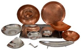 A collection of mostly Borrowdale hammered copper & Stainless Steel