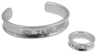A matching silver bangle and ring by Tiffany & Co.