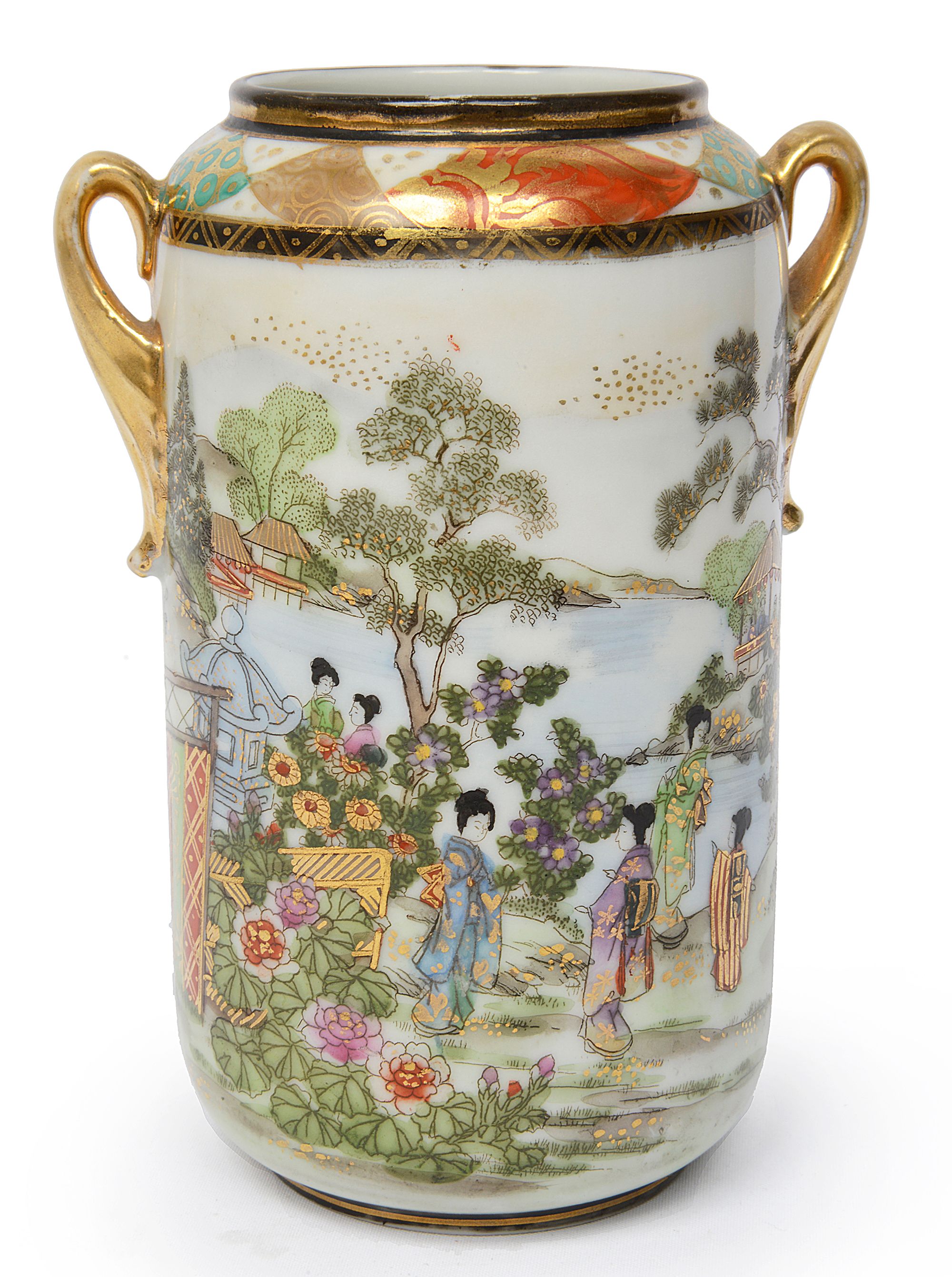 A Japanese Noritake twin handled vase