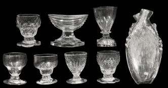 Five late 18th / early 19th century bonnet glasses and other glass