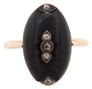 An Art Deco onyx and diamond-set ring