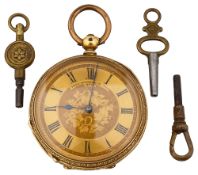 A late Victorian 18ct gold open faced pocket watch