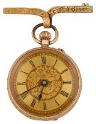 A late 19th century lady's Swiss 14K open faced keyless pocket watch