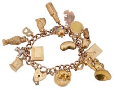 A 9ct gold curb link charm bracelet