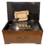 A later 19th century bells-in-sight cylinder musical box