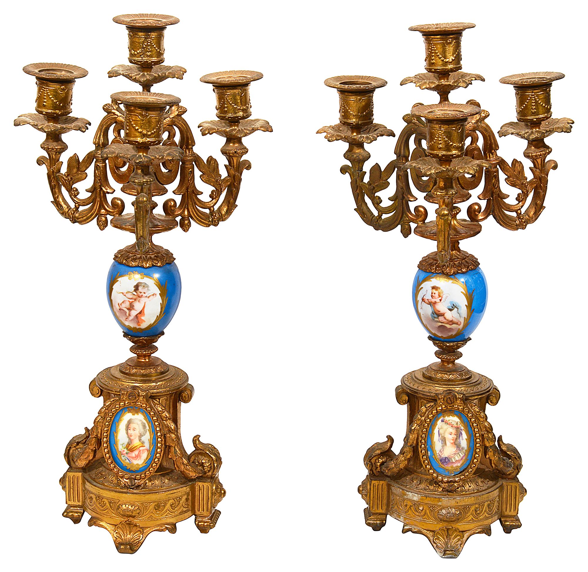 A pair Louis XVI style candlelabra