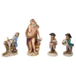 Two Meissen figures and two other monkey band figures