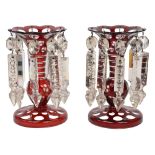 A pair of 19th century Bohemian ruby flashed lustre vases