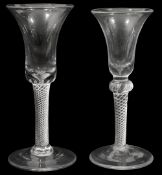 Two mid 18th century airtwist stem wine glasses c.1750-60
