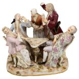 A Meissen porcelain satirical group of card players
