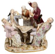 A Meissen porcelain satirical group of card players