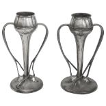 A Near pair of Tudric pewter tulip vases No. 029