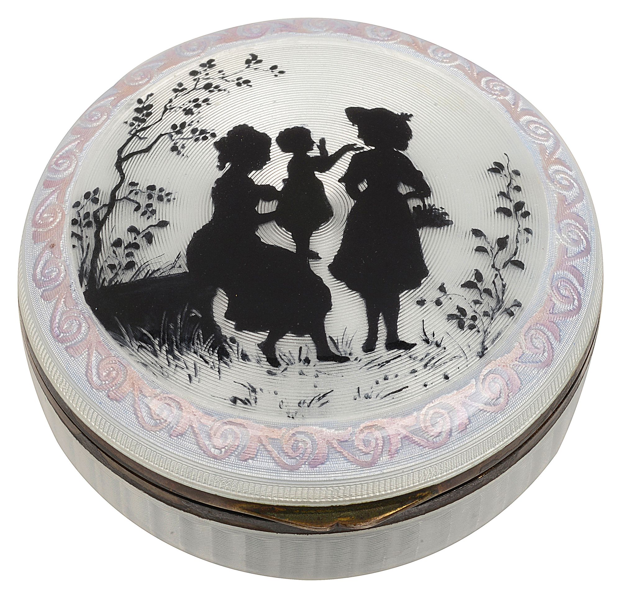 An early 20th century continental silver gilt and painted enamel box