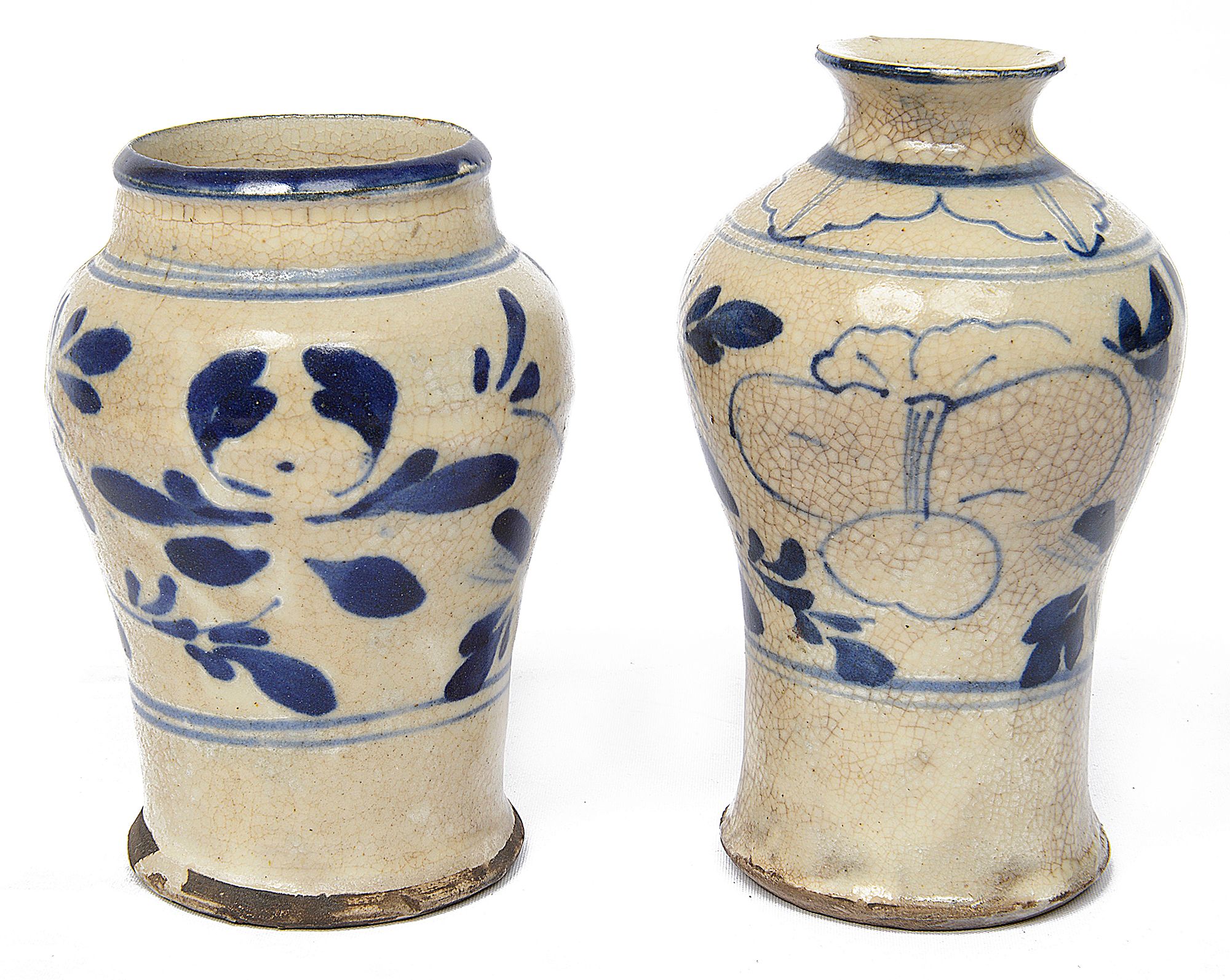 Two Chinese small crackle glazed stoneware vases