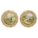 A pair of Sampson Hancock Derby cabinet plates painted by W.Jones