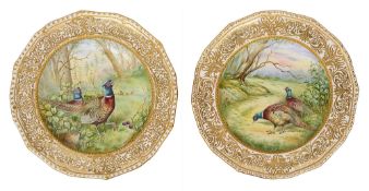 A pair of Sampson Hancock Derby cabinet plates painted by W.Jones