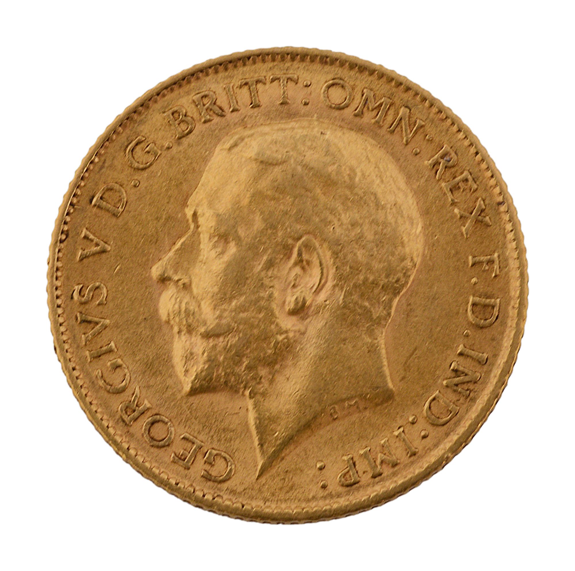 A George V gold half sovereign, 1911