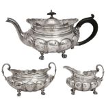 An Edwardian silver three piece tea set