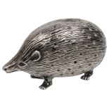 An Edwardian novelty silver hedgehog pin cushion