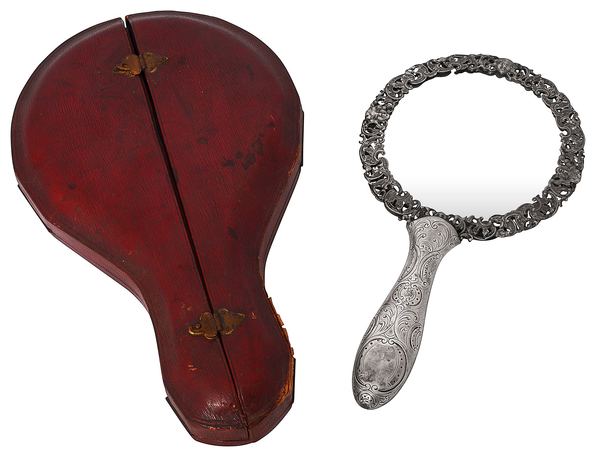 A late Victorian cased silver magnifying glass - Image 2 of 3