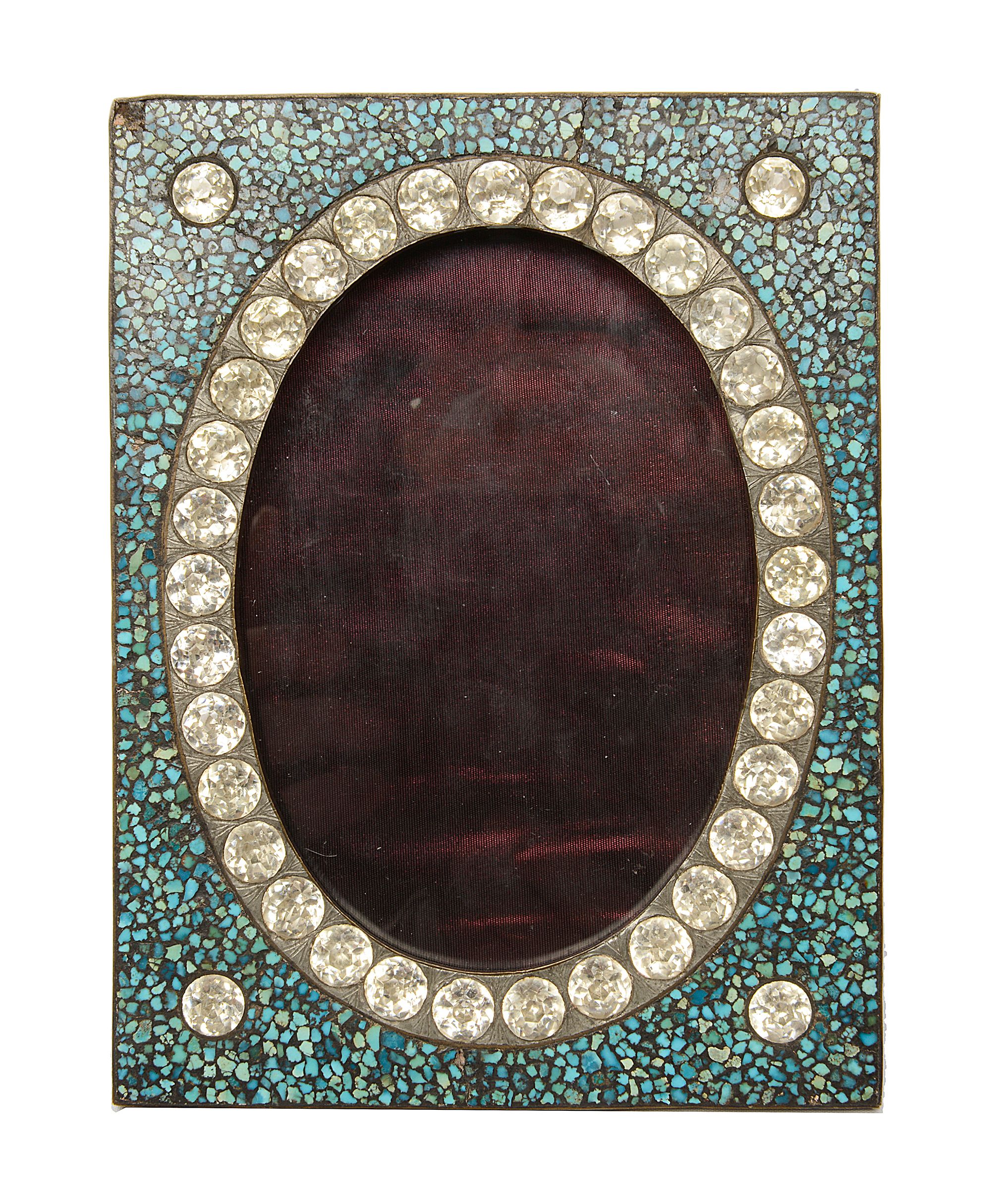 An Indian turquoise micromosaic inlaid and paste photograph frame c.1930