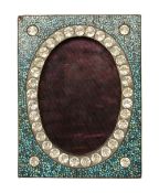An Indian turquoise micromosaic inlaid and paste photograph frame c.1930