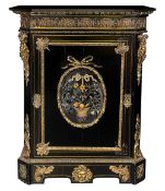 A Napoleon III ebonised hardstone cabinet