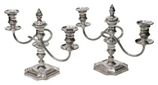 A pair of Elizabeth II silver candelabra