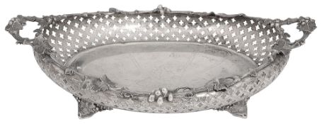 A 19th century continental twin handled silver dish