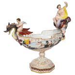 A continental porcelain centrepiece pedestal bowl