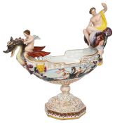 A continental porcelain centrepiece pedestal bowl