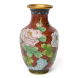 A mid 20th century Chinese gilt brass and cloisonne enamel vase