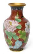 A mid 20th century Chinese gilt brass and cloisonne enamel vase