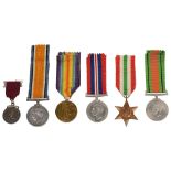 A WWI two medal group and WWII three medal group