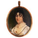 Early 19th century School. A portrait miniature of a young lady