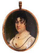 Early 19th century School. A portrait miniature of a young lady
