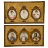 19th century French School. A set of six portrait miniatures