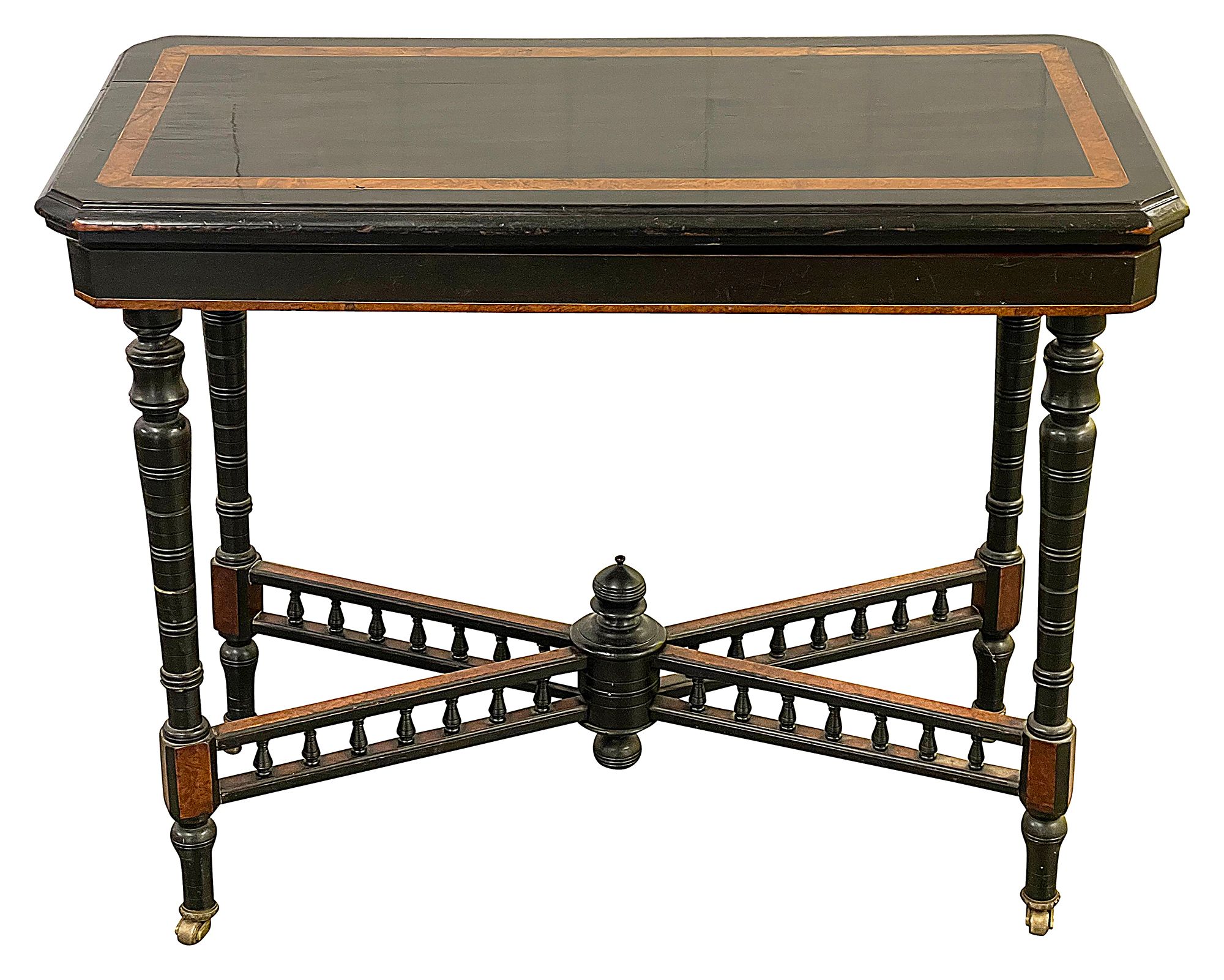 A late Victorian Aesthetic Movement ebonised card table