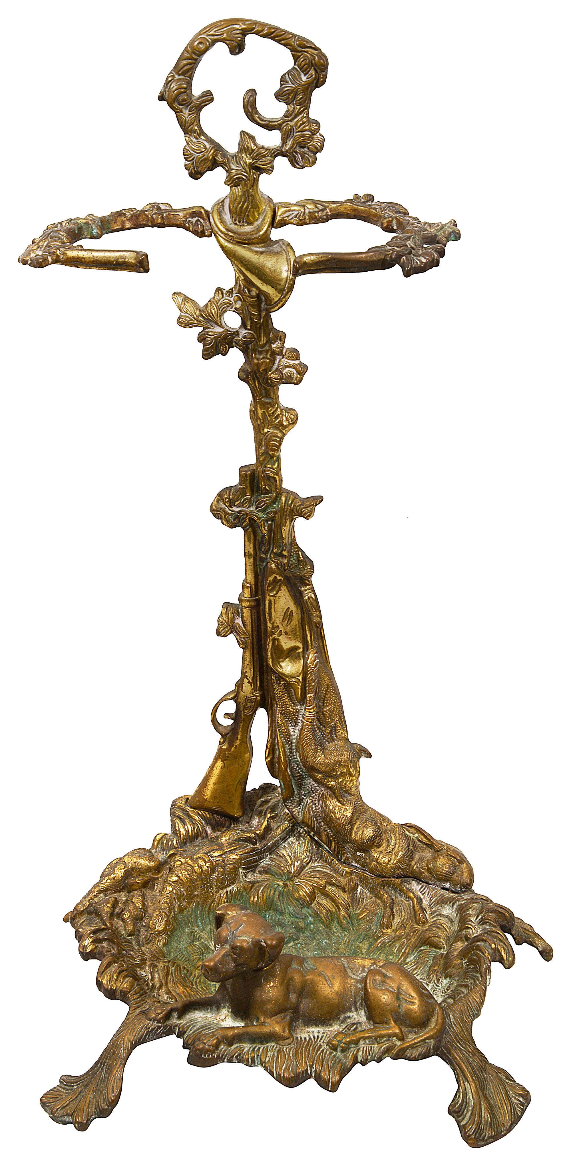 An early 20th century brass stick stand
