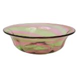 A 1930s Stevens & Williams pink and green 'Rainbow' bowl