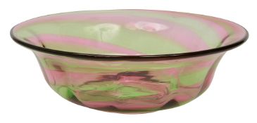 A 1930s Stevens & Williams pink and green 'Rainbow' bowl