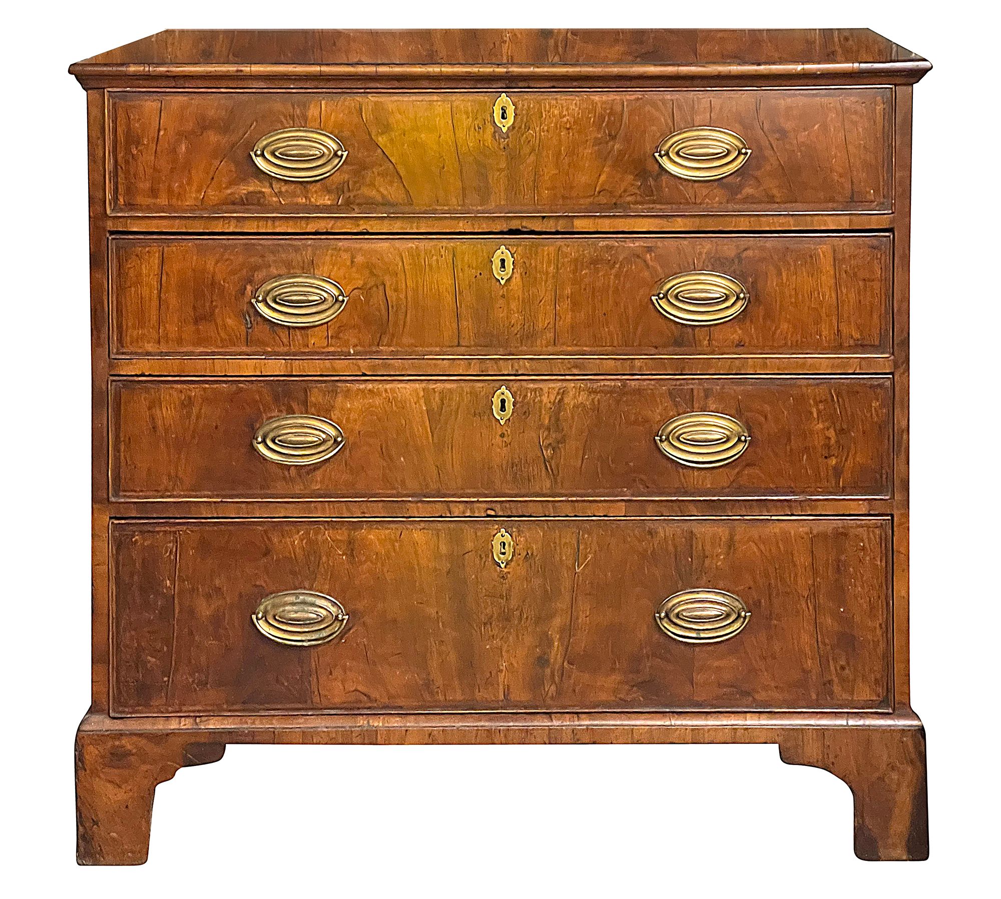 A George II walnut chest of drawers