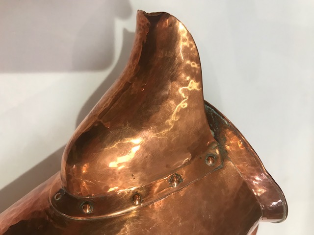 An Arts and Crafts hammered copper ewer and four other jugs - Image 5 of 6