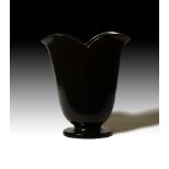 A Fulham Pottery lotus vase, black