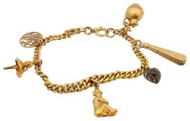 A 9ct curb link charm bracelet