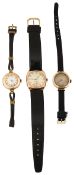 Three 9ct gold wrist watches