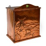 An Arts & Crafts sheet copper clad wall hanging cabinet