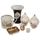 Derby pot pourri vase, christening mug & other small items china