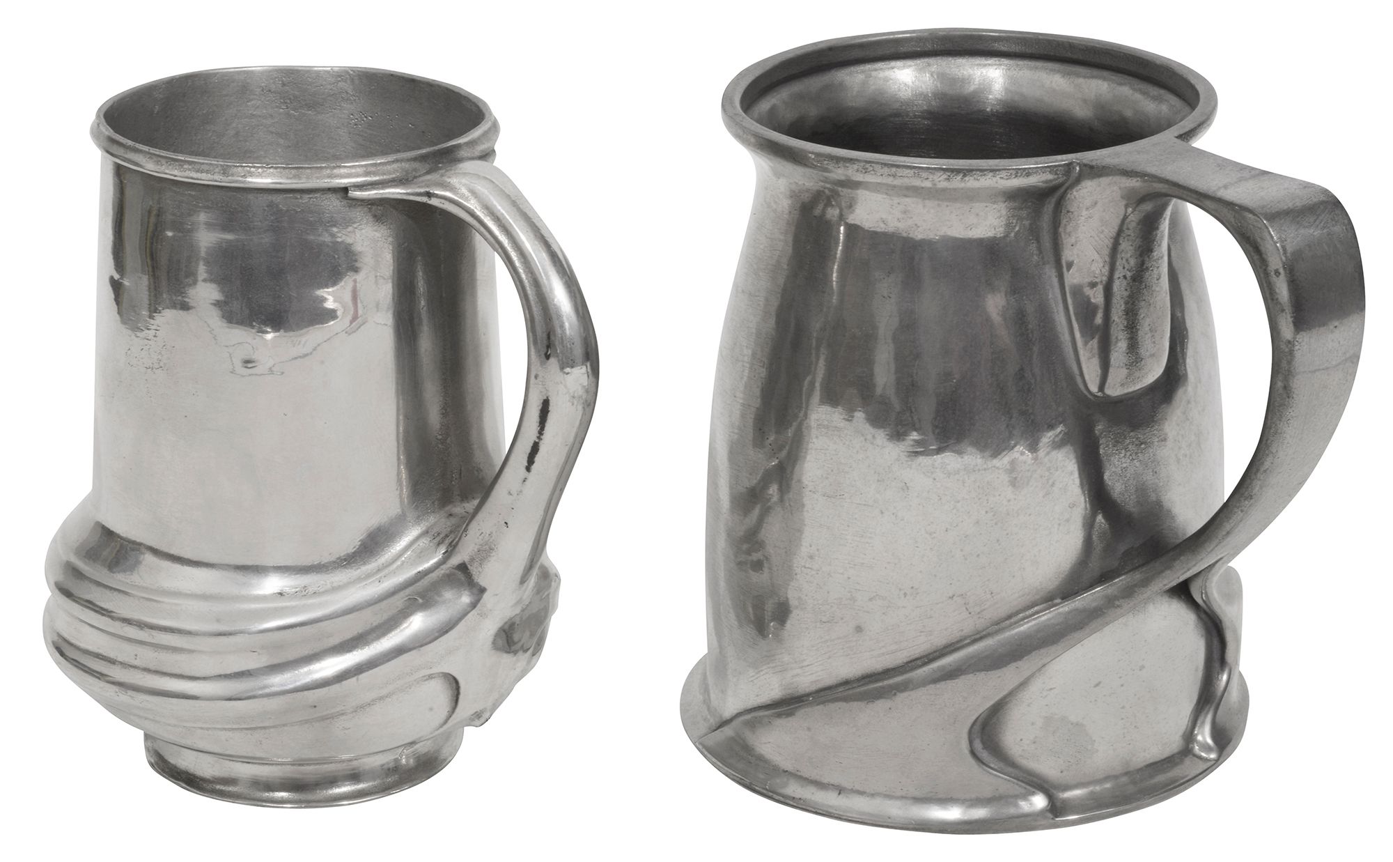 Two Liberty & Co Tudric pewter tankards models 066 and 050